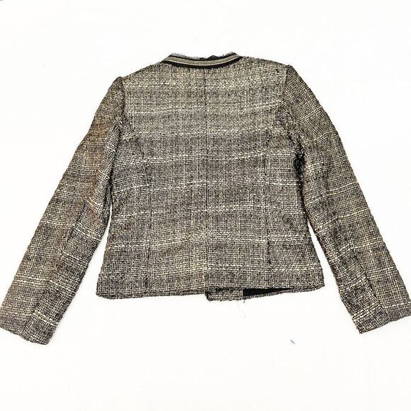 Marks and Spencer Metallic Tweed Jacket Raw Edge Hem Size 8 - Picture 5 of 6